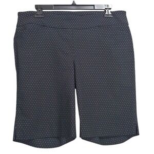 Hilary Radley Bermuda Shorts Women Large Navy Blue Rayon Blend Micro-Dot Stretch